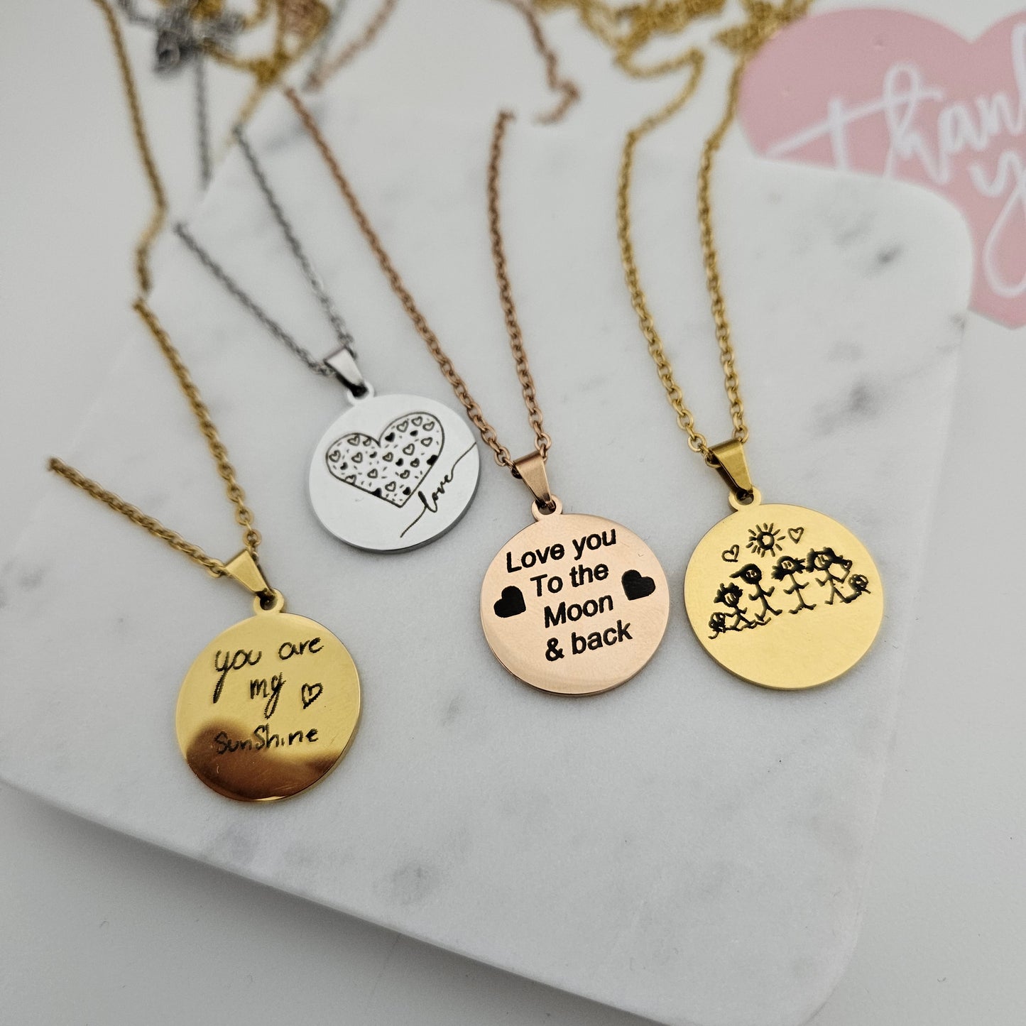Custom Handwriting Necklace Fingerprint Necklace Personalized Handwriting Jewelry Gift