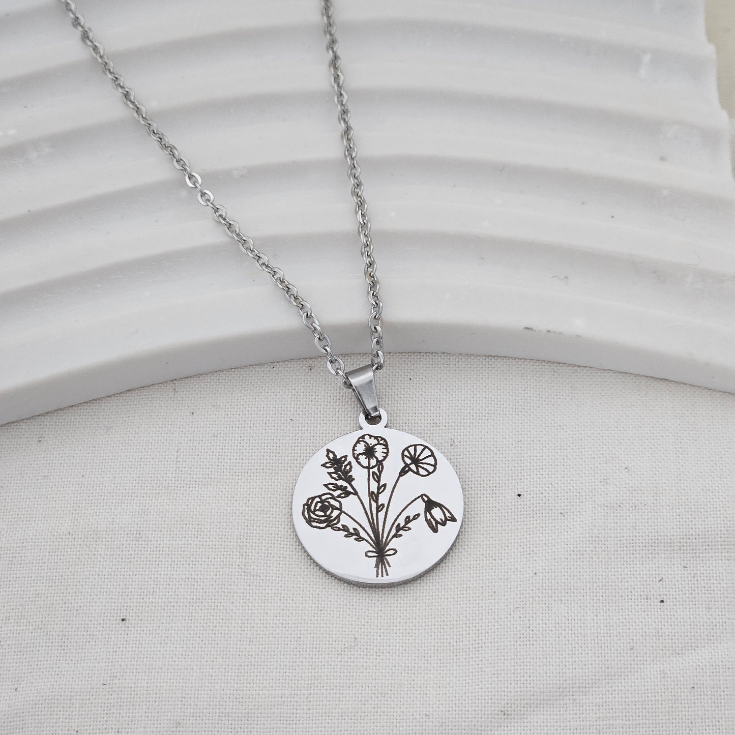 Birth month flower bouquet necklace personalized combined flower necklace Jewelry personalized Necklace gift handwriting jewelry