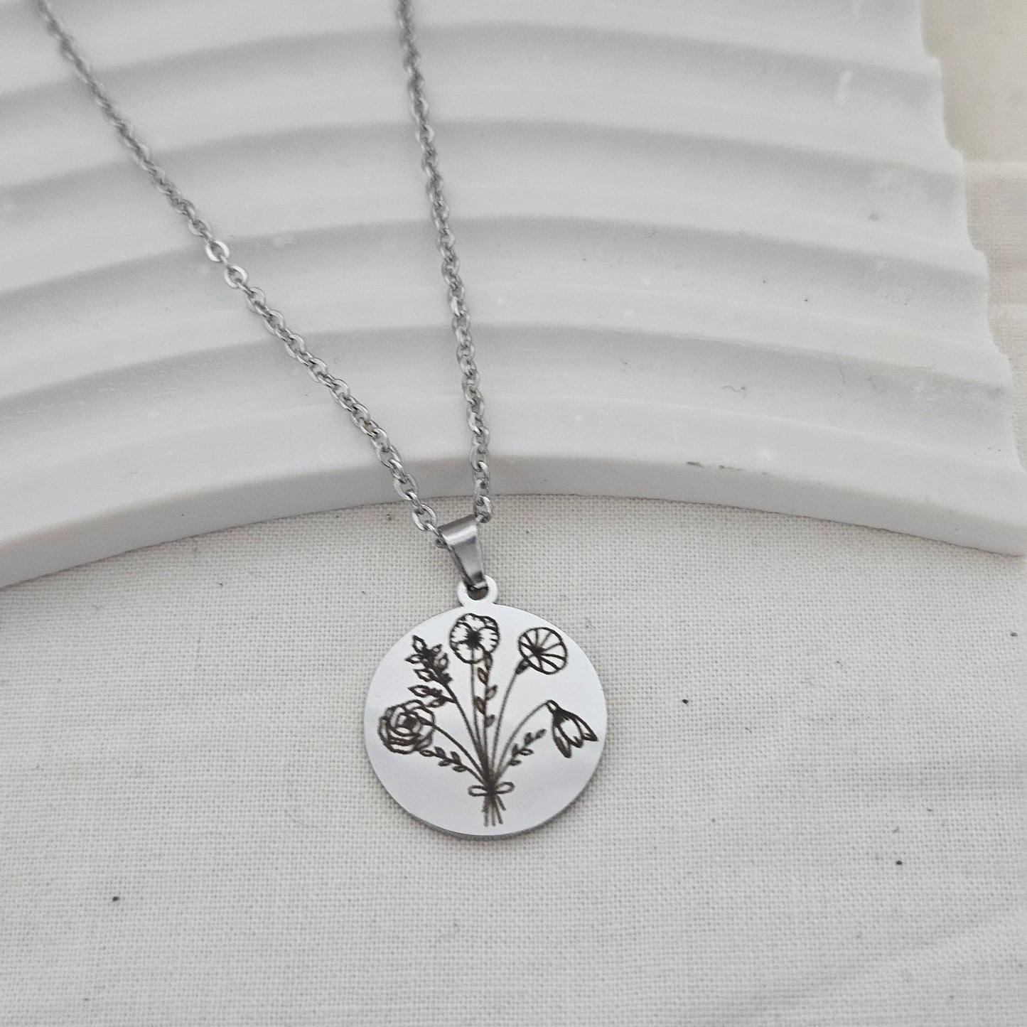 Birth month flower bouquet necklace personalized combined flower necklace Jewelry personalized Necklace gift handwriting jewelry