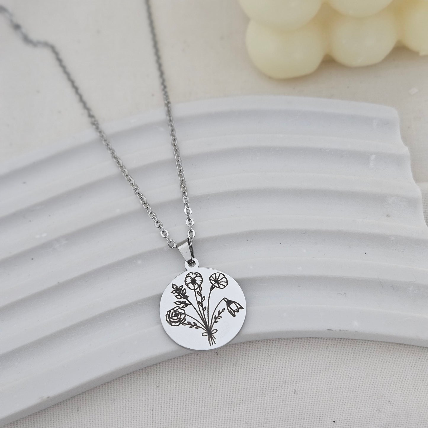 Birth month flower bouquet necklace personalized combined flower necklace Jewelry personalized Necklace gift handwriting jewelry