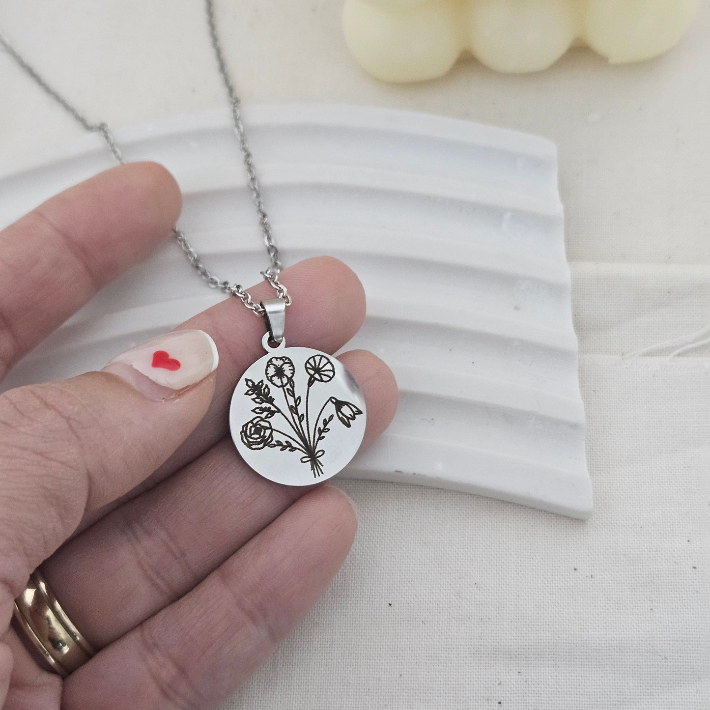 Birth month flower bouquet necklace personalized combined flower necklace Jewelry personalized Necklace gift handwriting jewelry