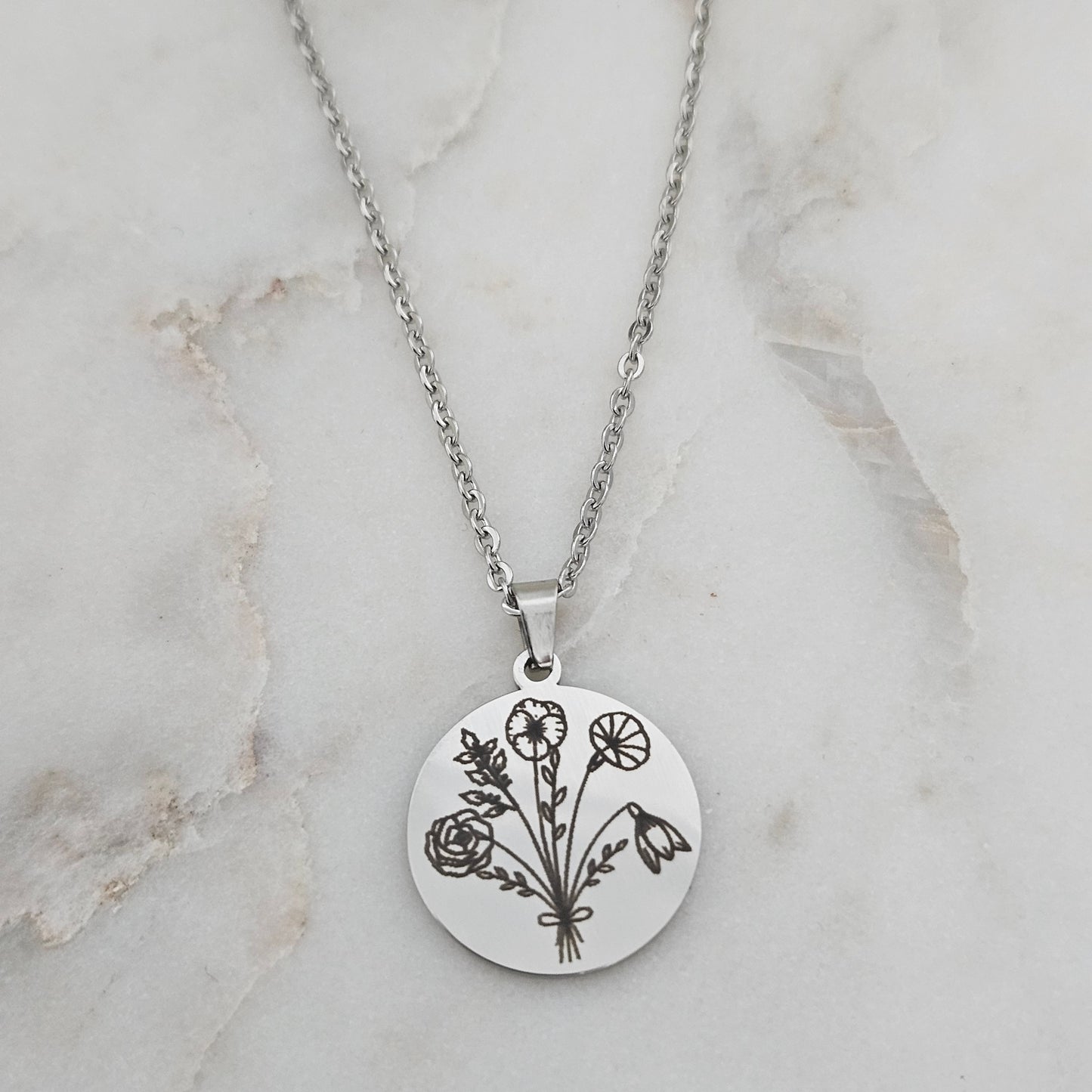 Birth month flower bouquet necklace personalized combined flower necklace Jewelry personalized Necklace gift handwriting jewelry