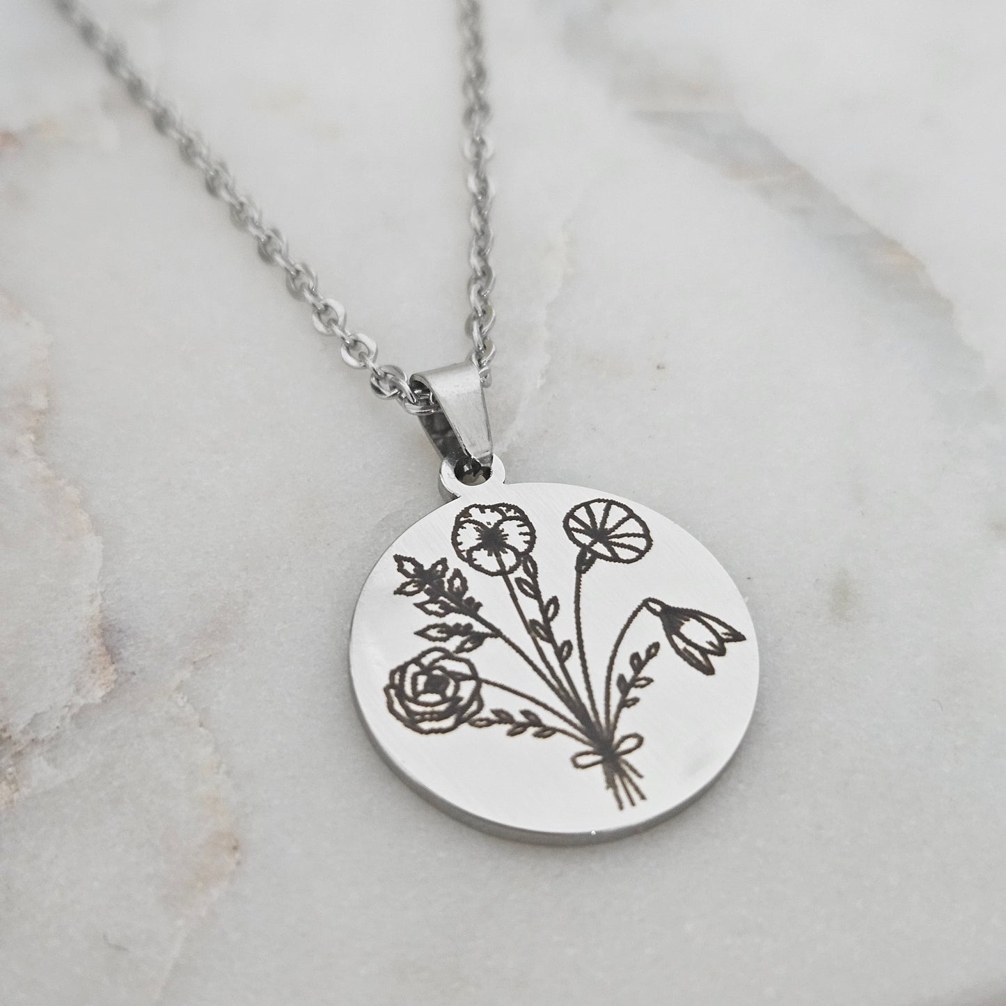 Birth month flower bouquet necklace personalized combined flower necklace Jewelry personalized Necklace gift handwriting jewelry