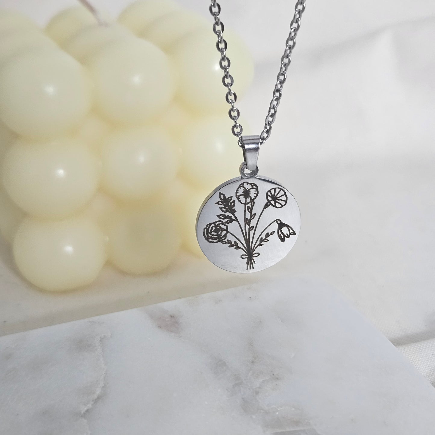 Birth month flower bouquet necklace personalized combined flower necklace Jewelry personalized Necklace gift handwriting jewelry