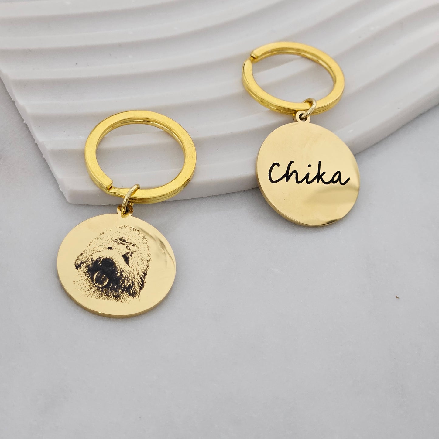 Custom Keychain with Personalized Engraving Photo/Text/Dog