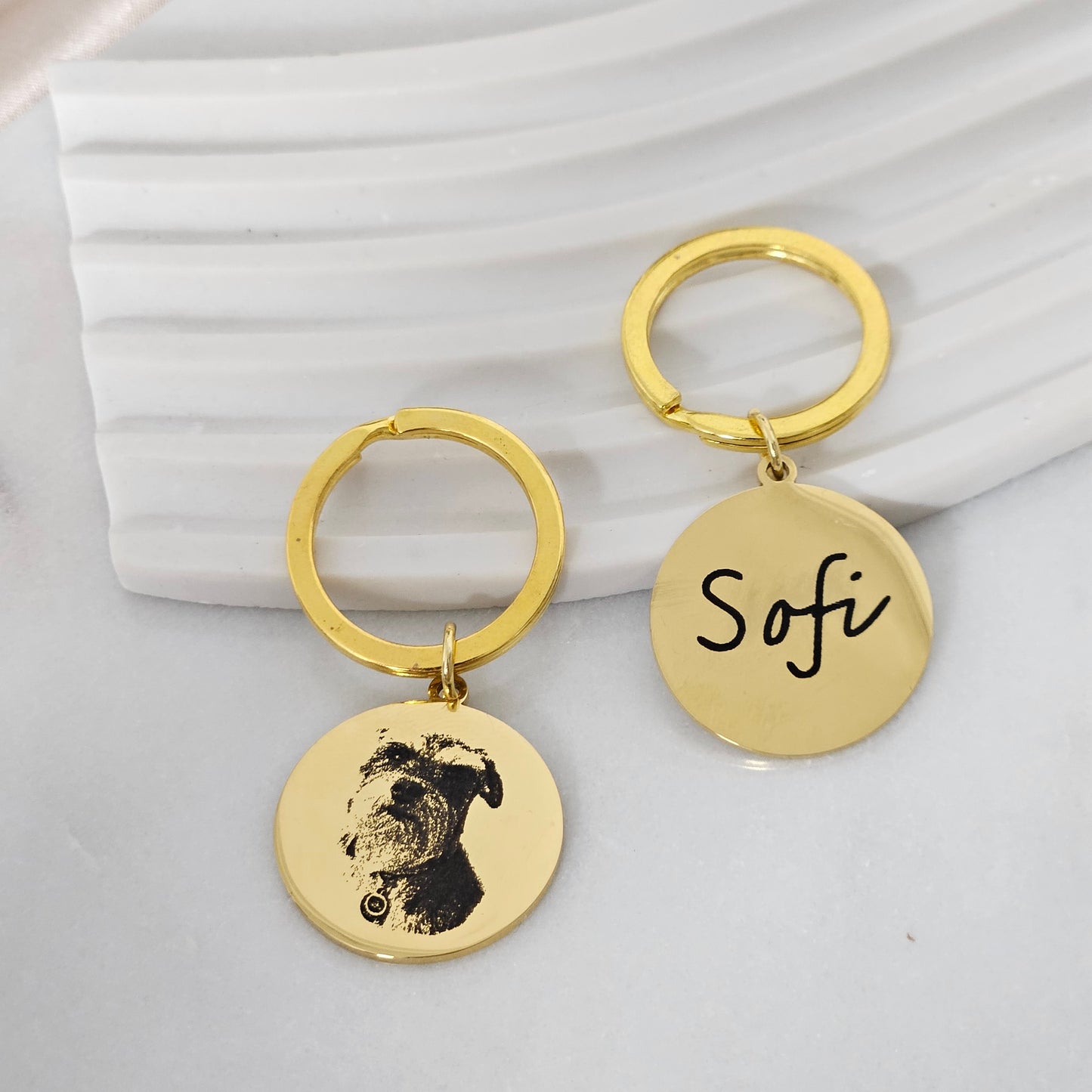 Custom Keychain with Personalized Engraving Photo/Text/Dog