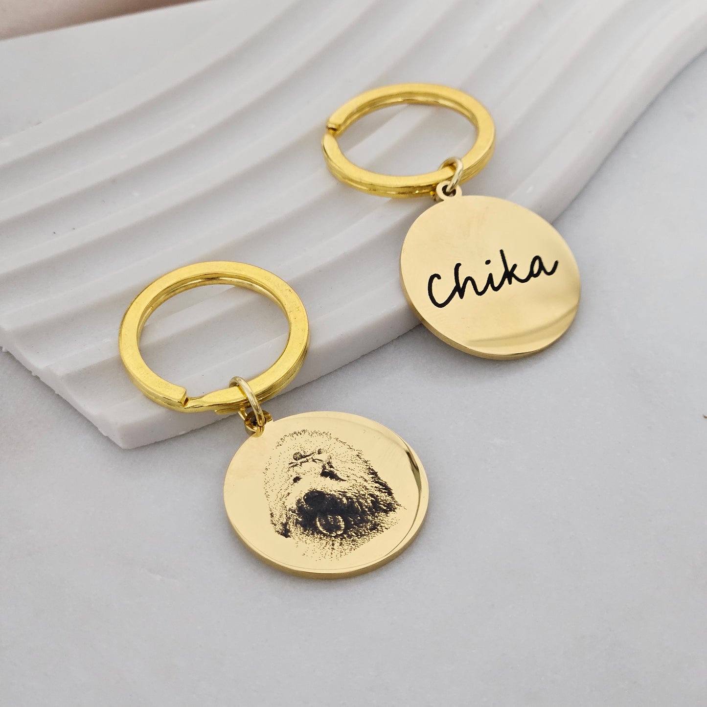 Custom Keychain with Personalized Engraving Photo/Text/Dog