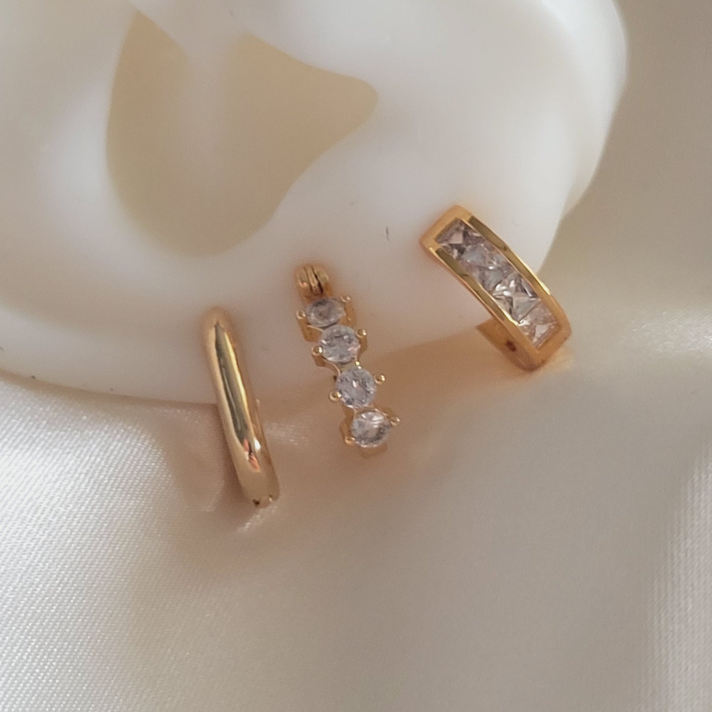 Minimalist Andrea Set Huggie Hoop Stack Earring Gift Set Small earring set gift for her