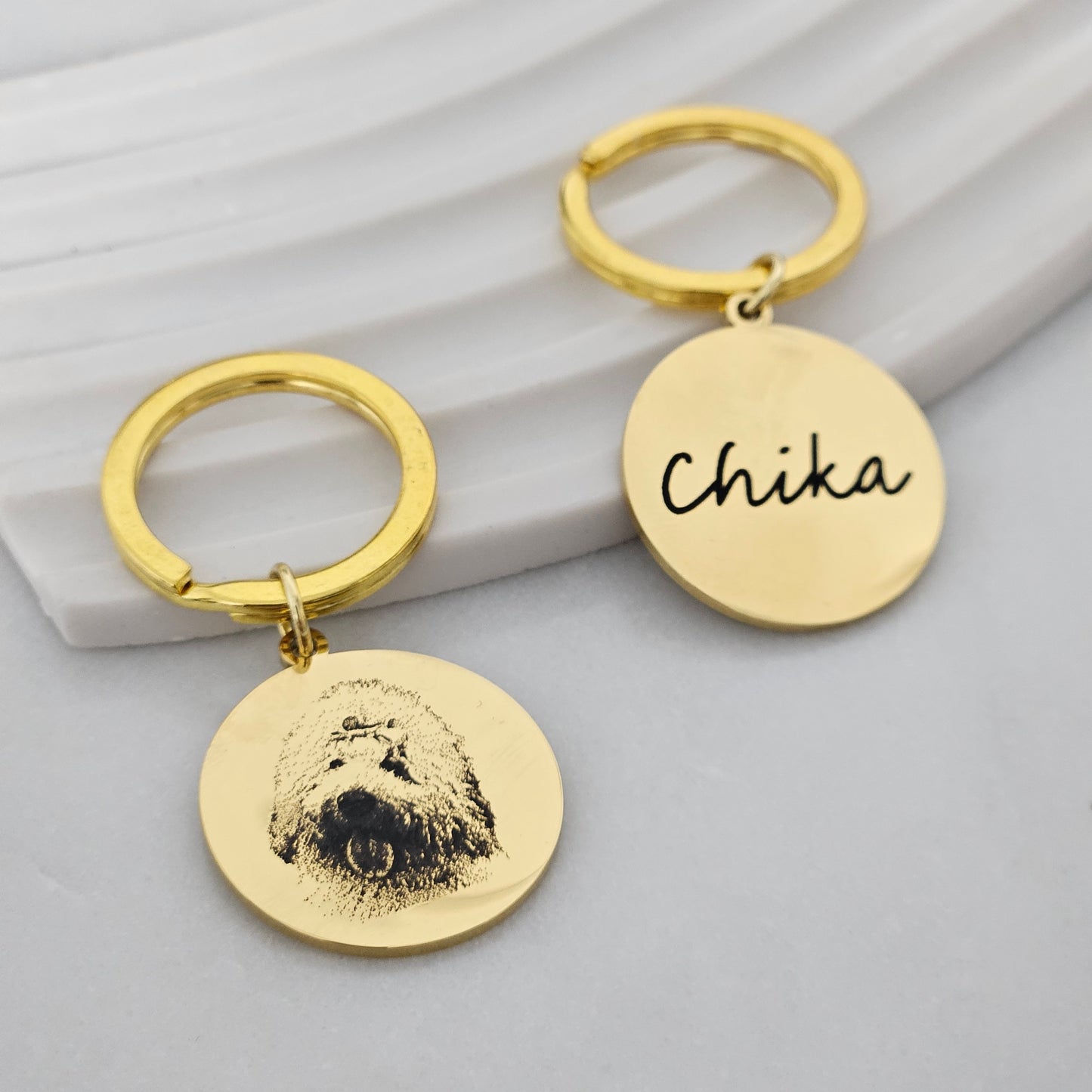 Custom Keychain with Personalized Engraving Photo/Text/Dog