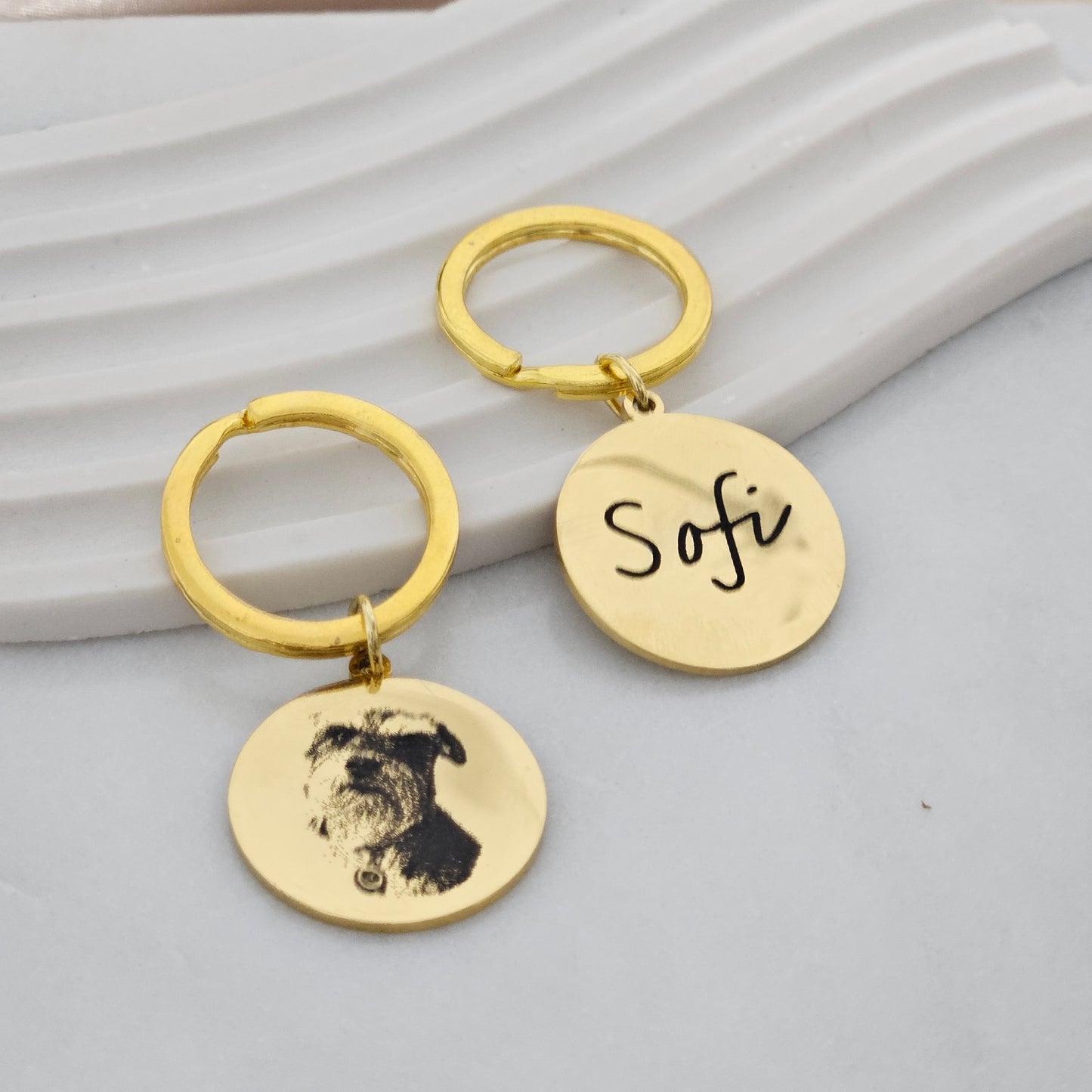 Custom Keychain with Personalized Engraving Photo/Text/Dog