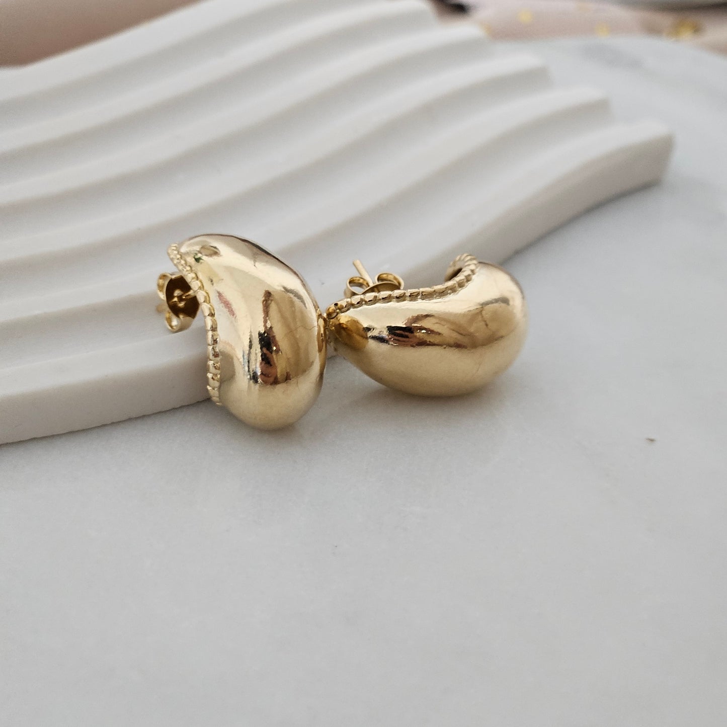 Tear Drop Silver Gold Trending, Hypoallergenic Earring, Thick open Lightweight earrings for women