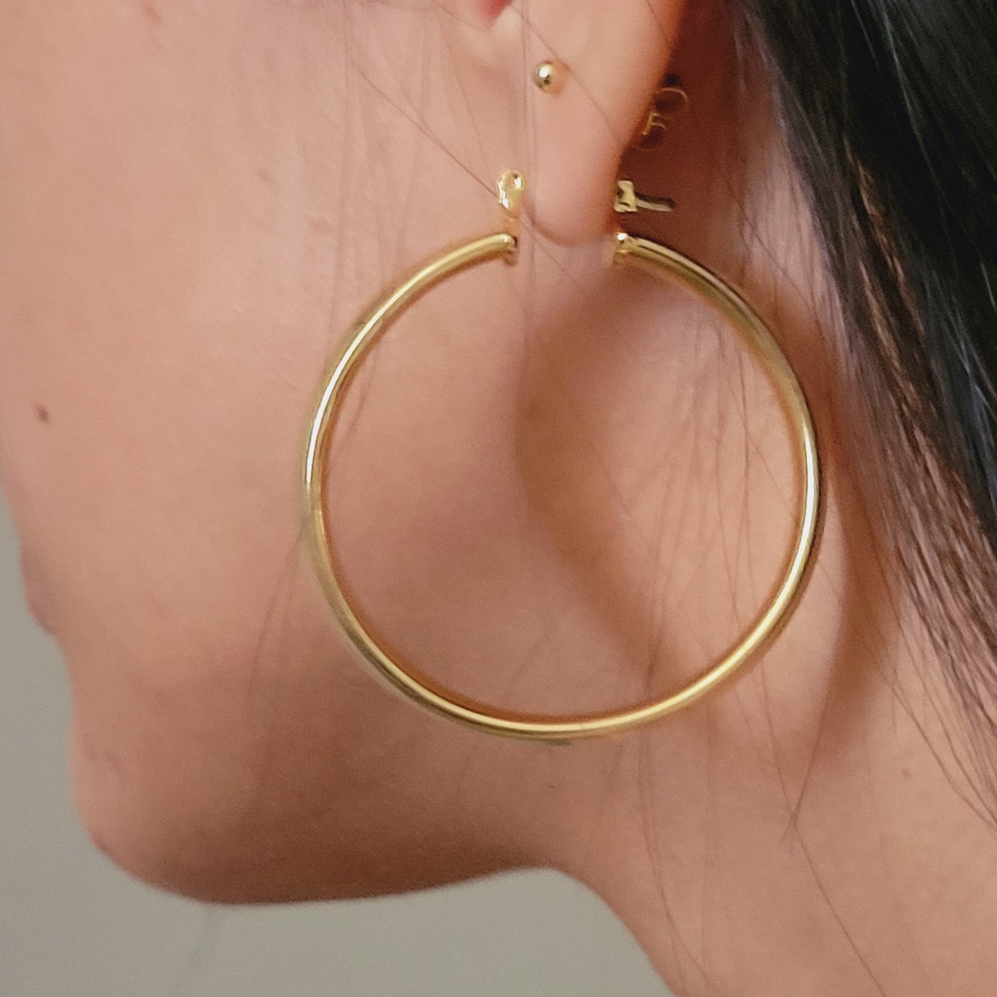 Kalea Flat Gold  Hoop, Light weight Hoop, Big Hoop Earrings, Medium Hoop Earrings, Small Hoop Earrings