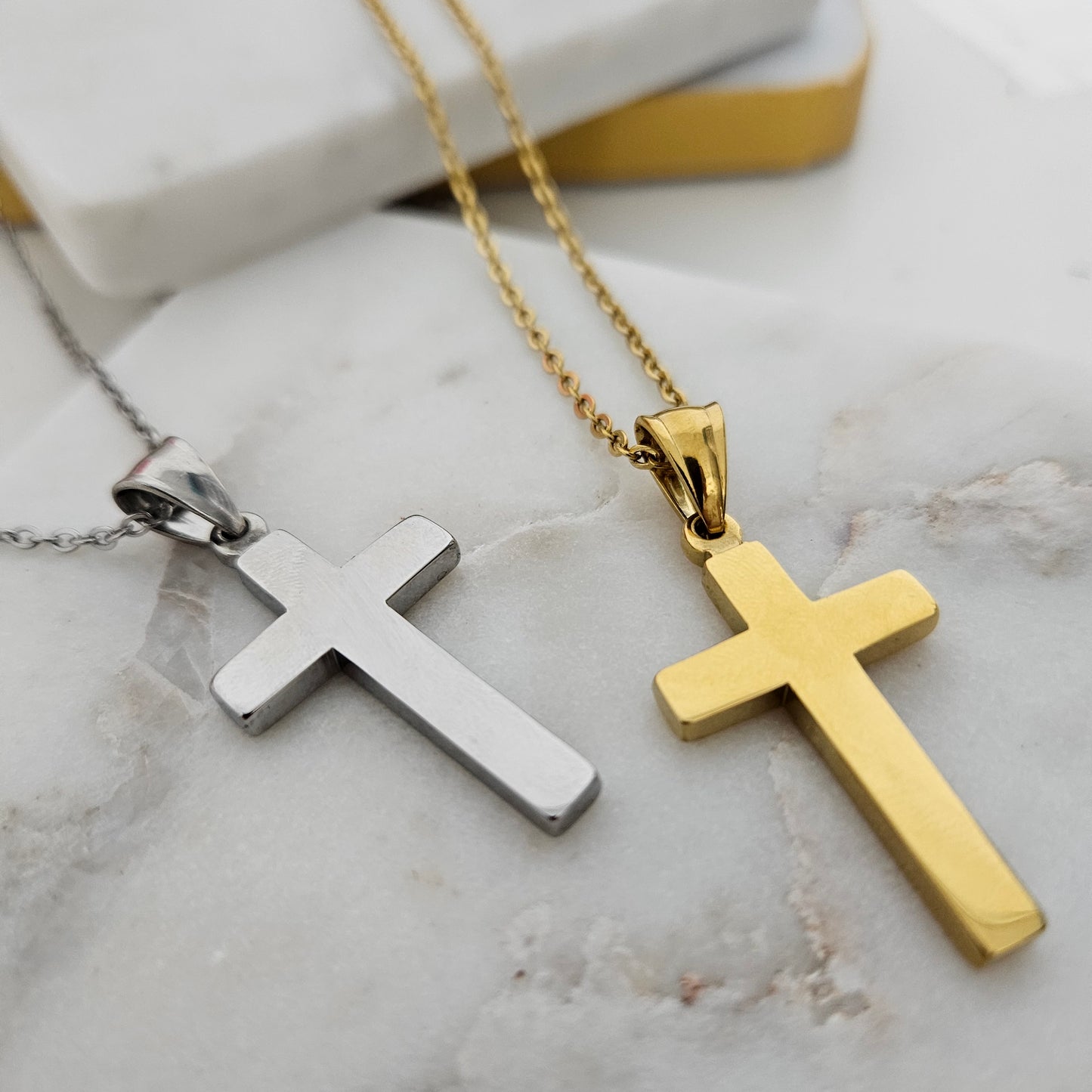 Personalized Cross Necklace Baptism Gift Custom Cross Necklace Personalized Date Gold