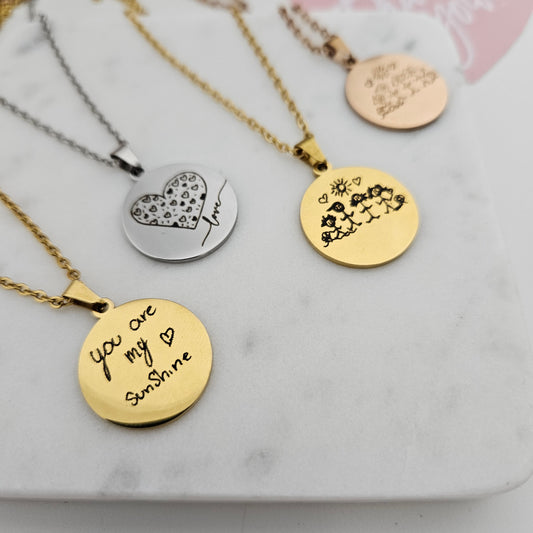 Custom Handwriting Necklace Fingerprint Necklace Personalized Handwriting Jewelry Gift