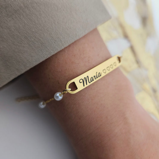 Personalized Pearl Bracelet Pearl Family Bracelet Trendy Best Friend Gift