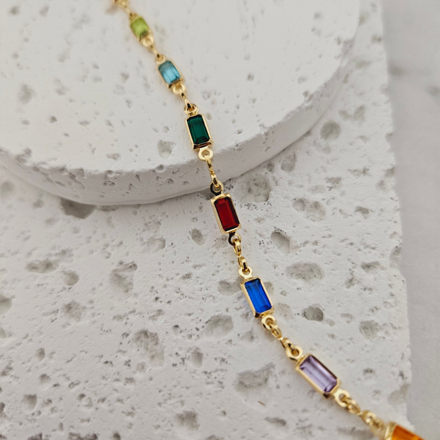 Rainbow Anklet Multicolor Gemtone Anklet Crystal Anklet