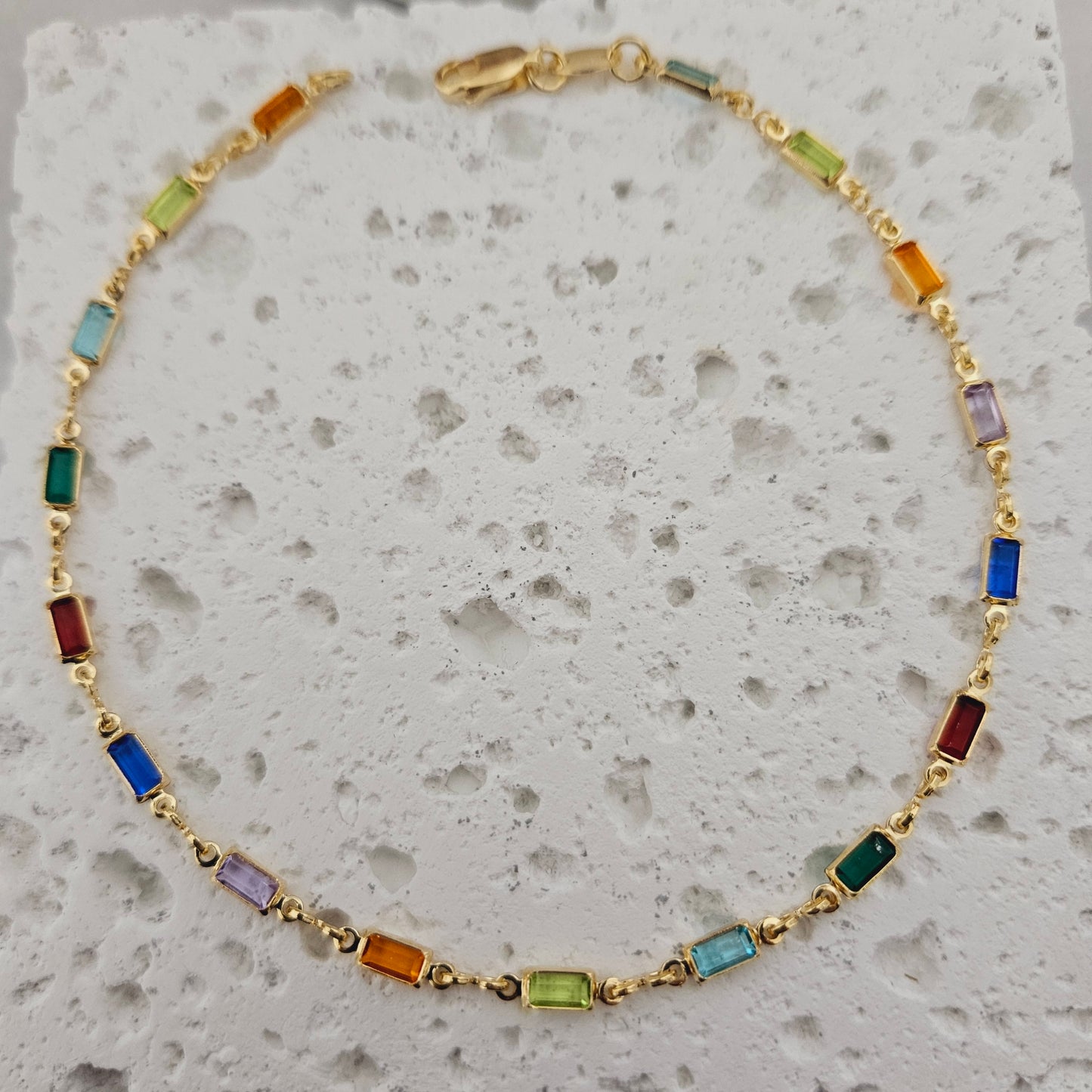 Rainbow Anklet Multicolor Gemtone Anklet Crystal Anklet