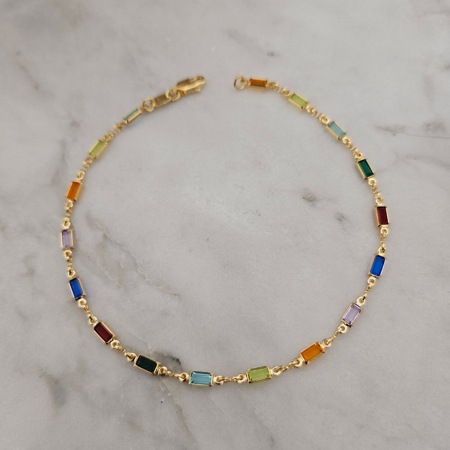 Rainbow Anklet Multicolor Gemtone Anklet Crystal Anklet