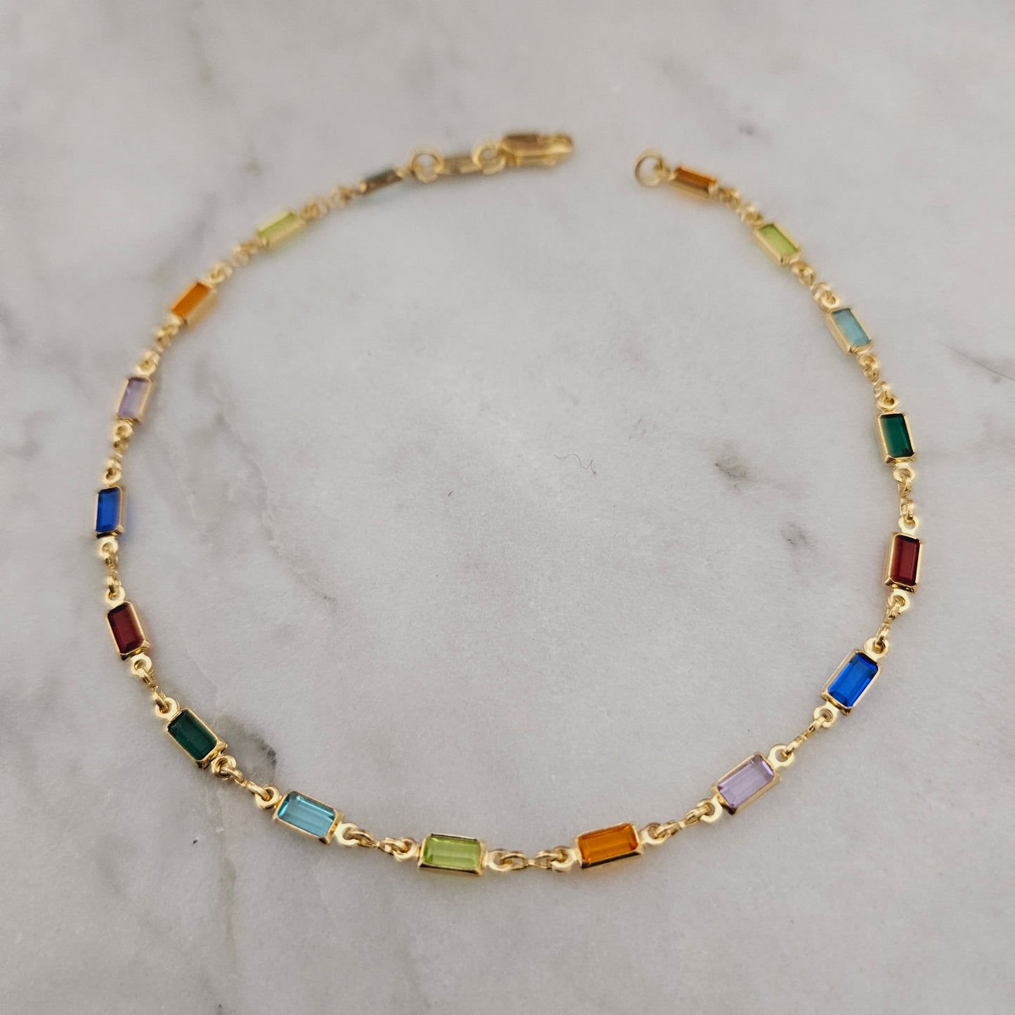 Rainbow Anklet Multicolor Gemtone Anklet Crystal Anklet