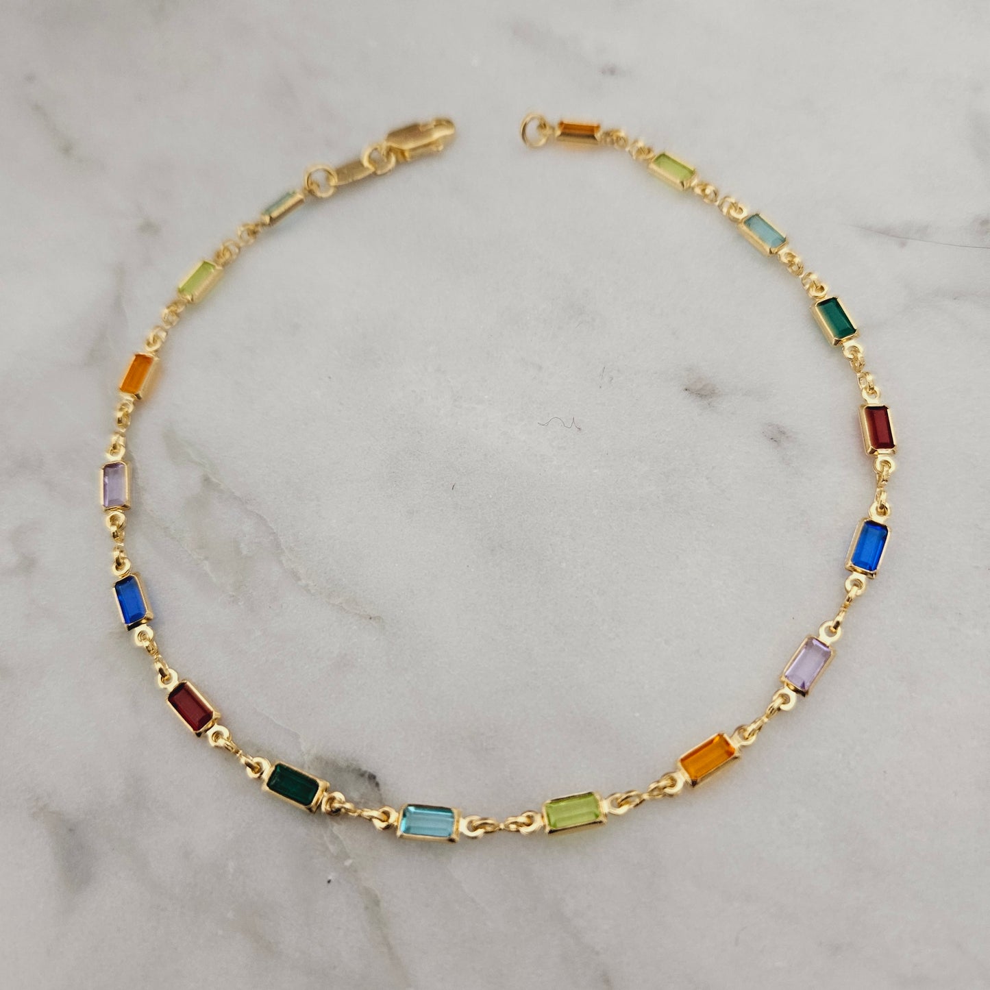 Rainbow Anklet Multicolor Gemtone Anklet Crystal Anklet