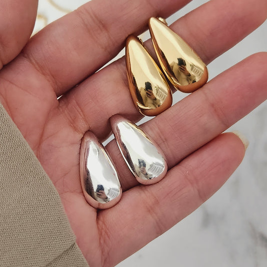 Minimalist drop hoop Mini Earrings Chunky Earrings Chunky Vintage Gold Earrings