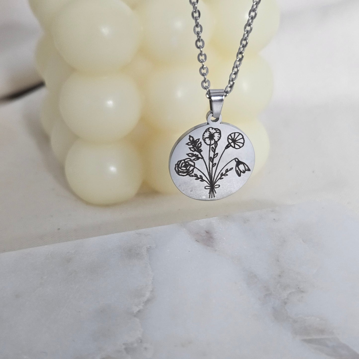 Birth month flower bouquet necklace personalized combined flower necklace Jewelry personalized Necklace gift  handwriting jewelry