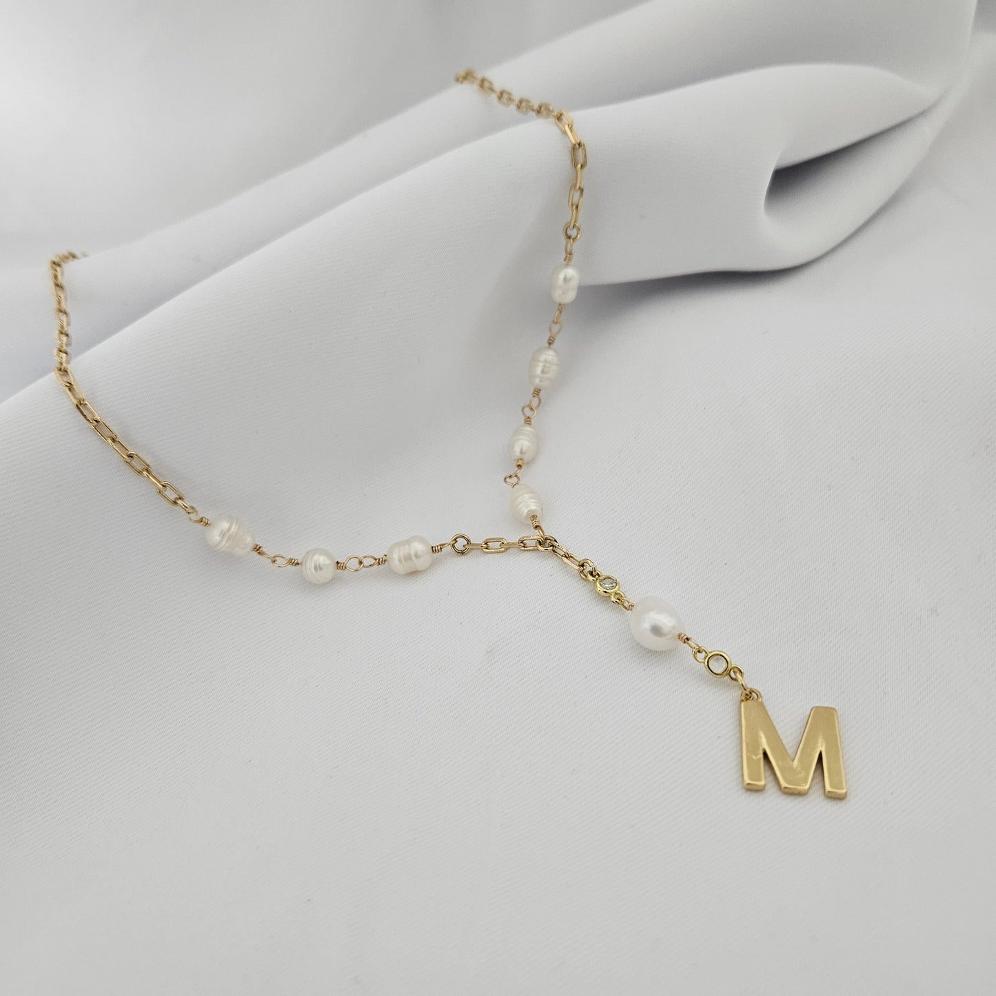 Gold Pearl Letter Necklace Gift For Mom 18K Gold Filled Necklace Letter Necklace Custom Necklace Layering Necklace Gift for Bestfriend Gift