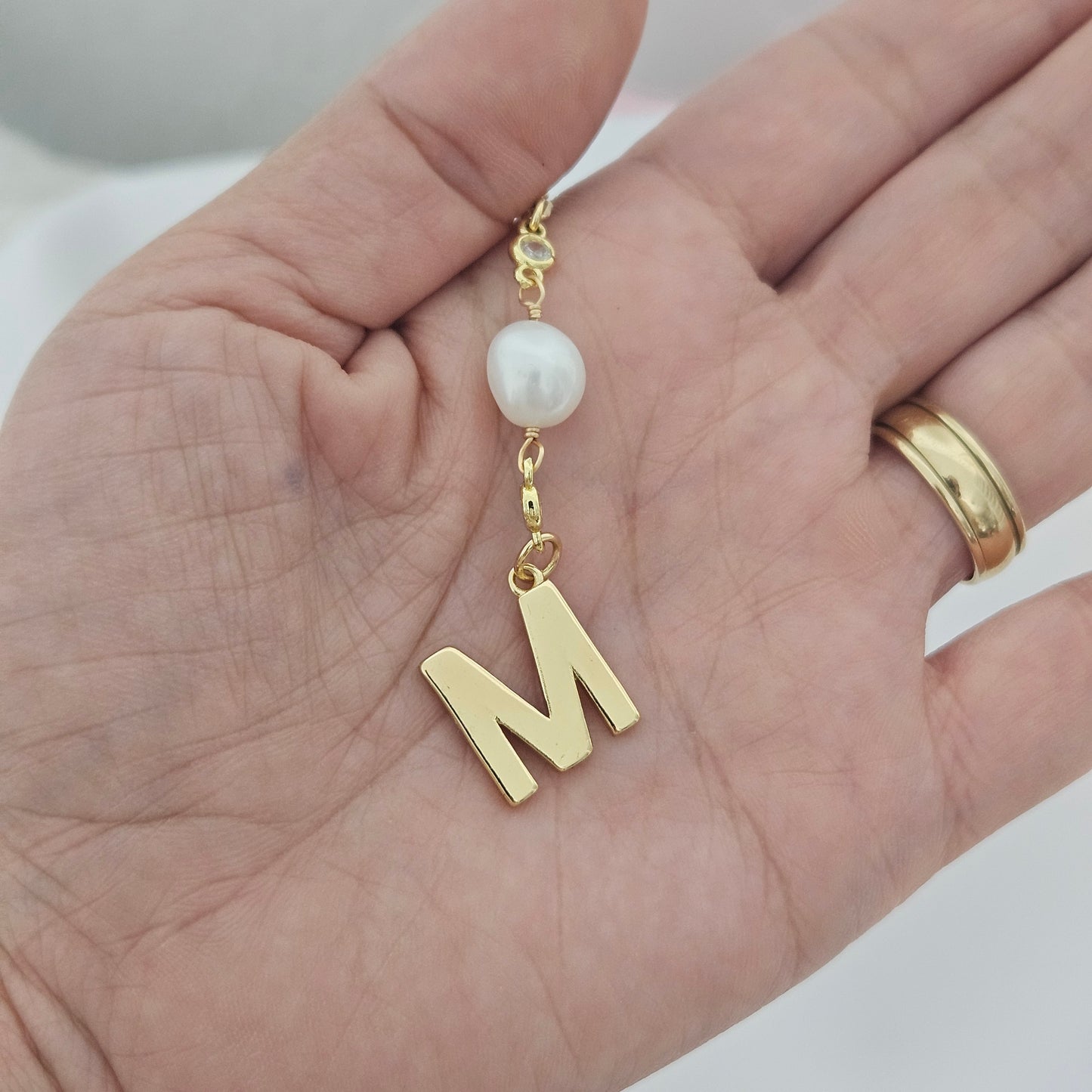 Gold Pearl Letter Necklace Gift For Mom 18K Gold Filled Necklace Letter Necklace Custom Necklace Layering Necklace Gift for Bestfriend Gift