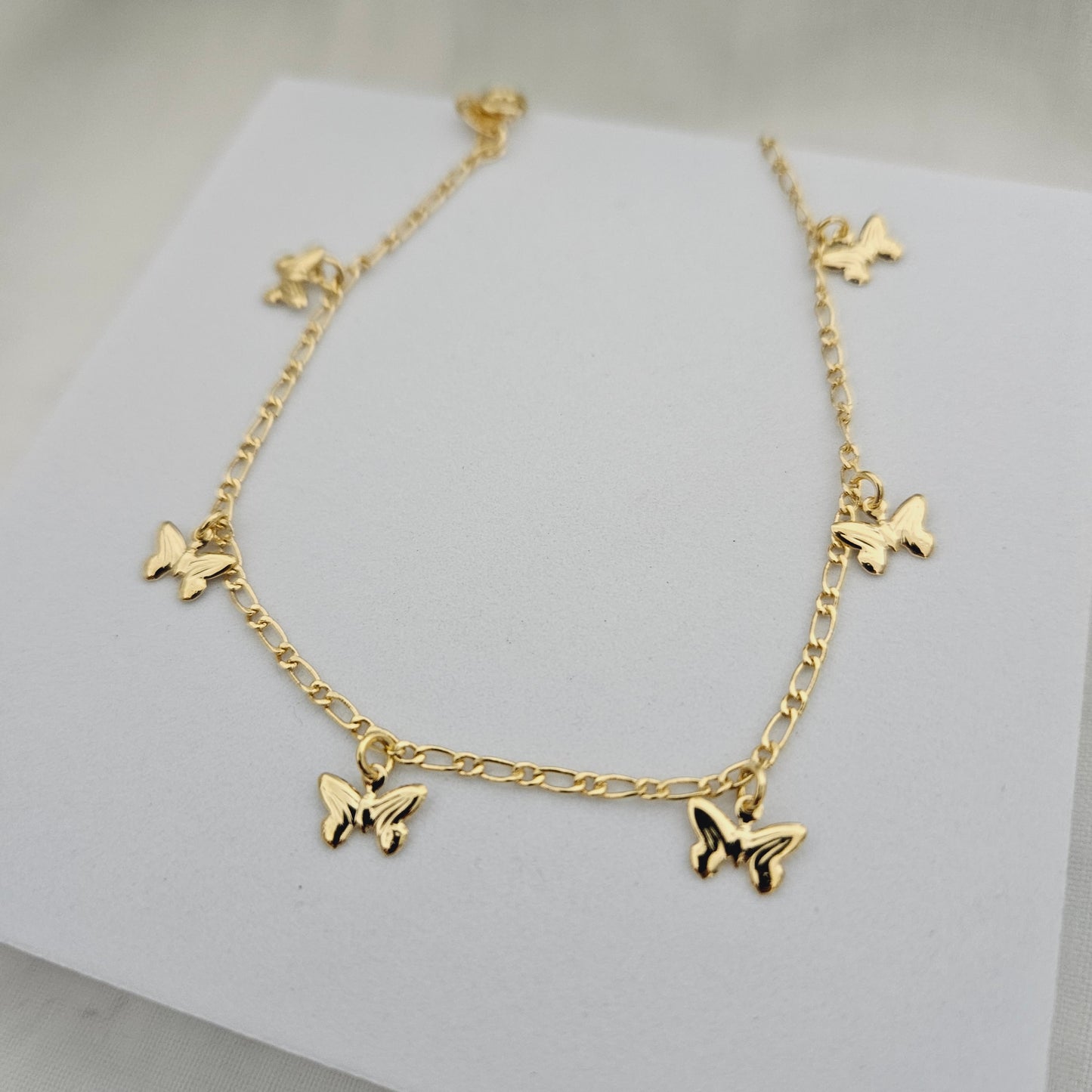 18k Gold Flilled dainty anklet for woman, Butterfly Anklet, Gold Rope Anklet, mariner Anklet