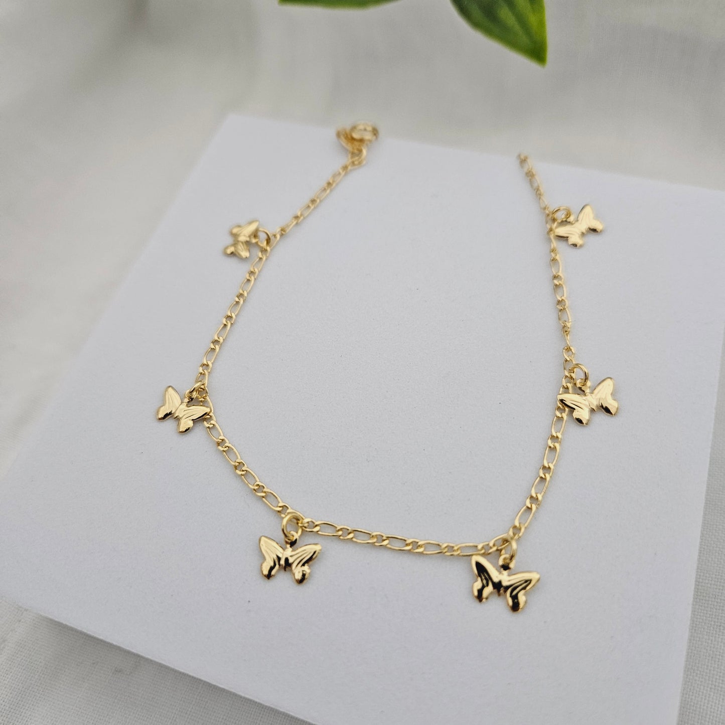 18k Gold Flilled dainty anklet for woman, Butterfly Anklet, Gold Rope Anklet, mariner Anklet