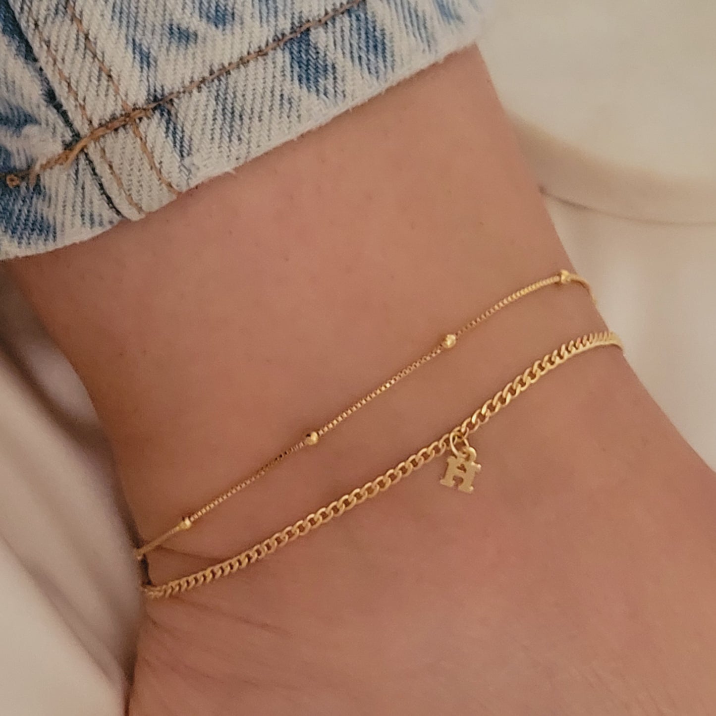 Gold Initial Anklet, Personalized Anklet, Custom Anklet, Dainty Anklet Brarcelet