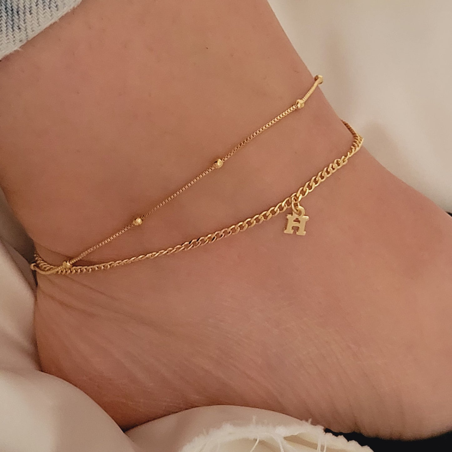 Gold Initial Anklet, Personalized Anklet, Custom Anklet, Dainty Anklet Brarcelet