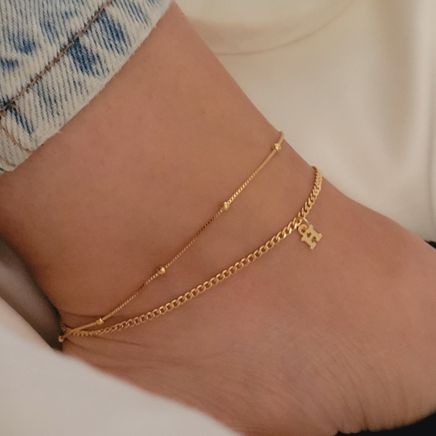 Gold Initial Anklet, Personalized Anklet, Custom Anklet, Dainty Anklet Brarcelet