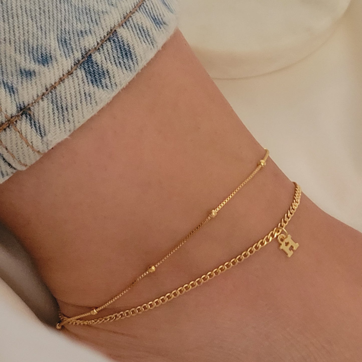 Gold Initial Anklet, Personalized Anklet, Custom Anklet, Dainty Anklet Brarcelet