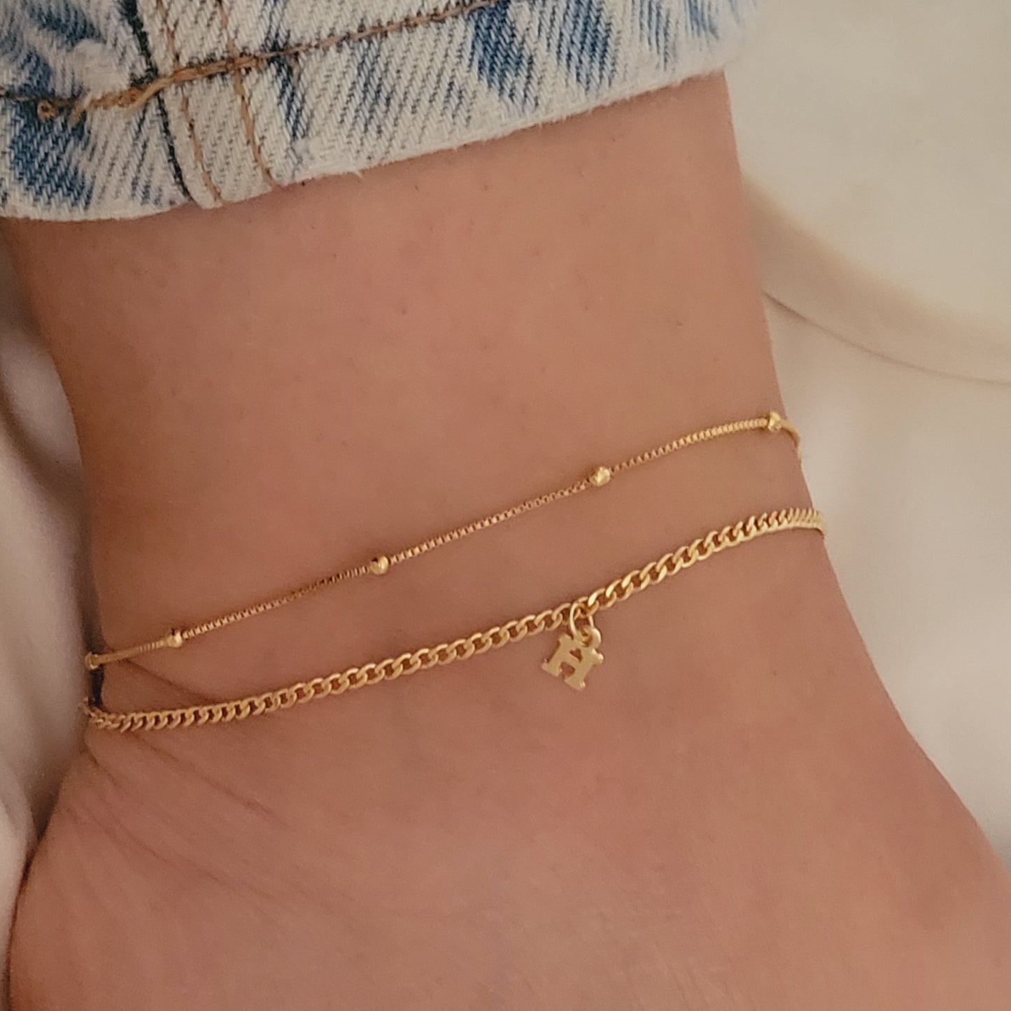 Gold Initial Anklet, Personalized Anklet, Custom Anklet, Dainty Anklet Brarcelet