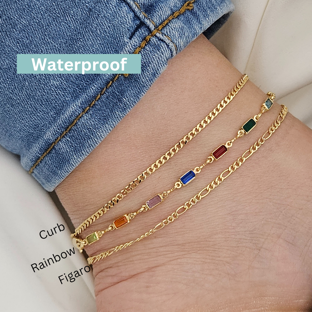 Rainbow Anklet Set 18k Gold Filled Gold Dainty Anklet Crystal Anklet