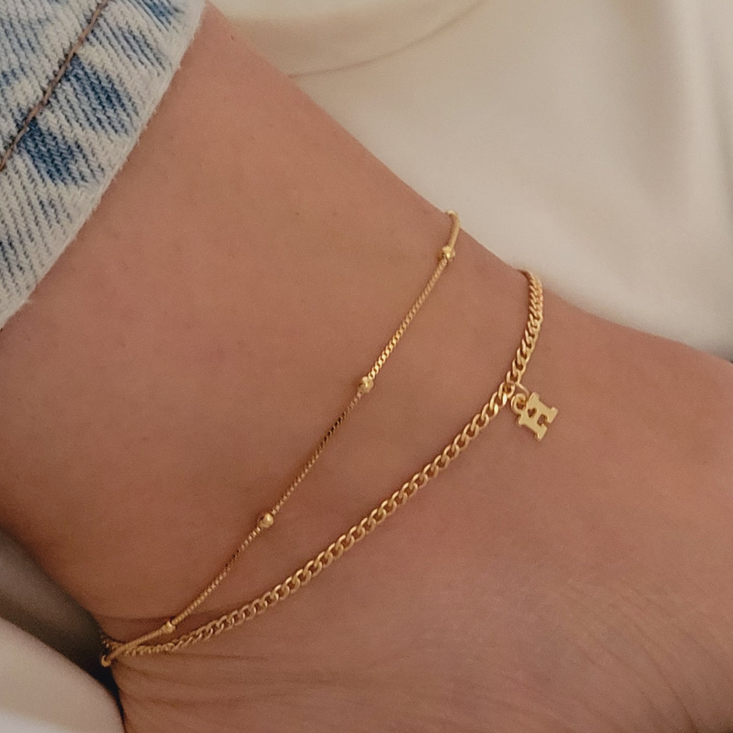 Gold Initial Anklet, Personalized Anklet, Custom Anklet, Dainty Anklet Brarcelet