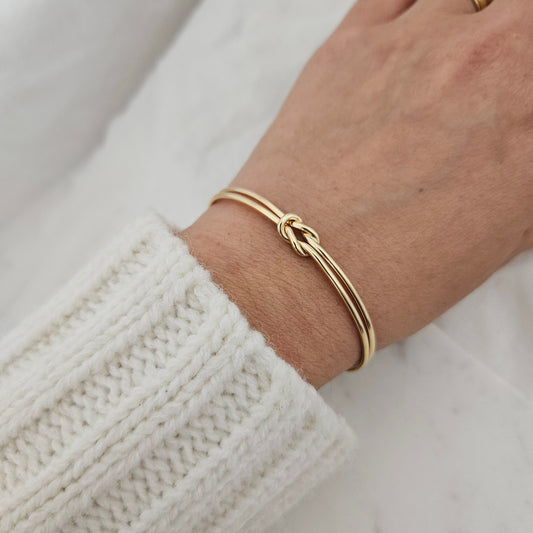 Pretzel Gold Bangle bridesmaid bracelet oval bangle