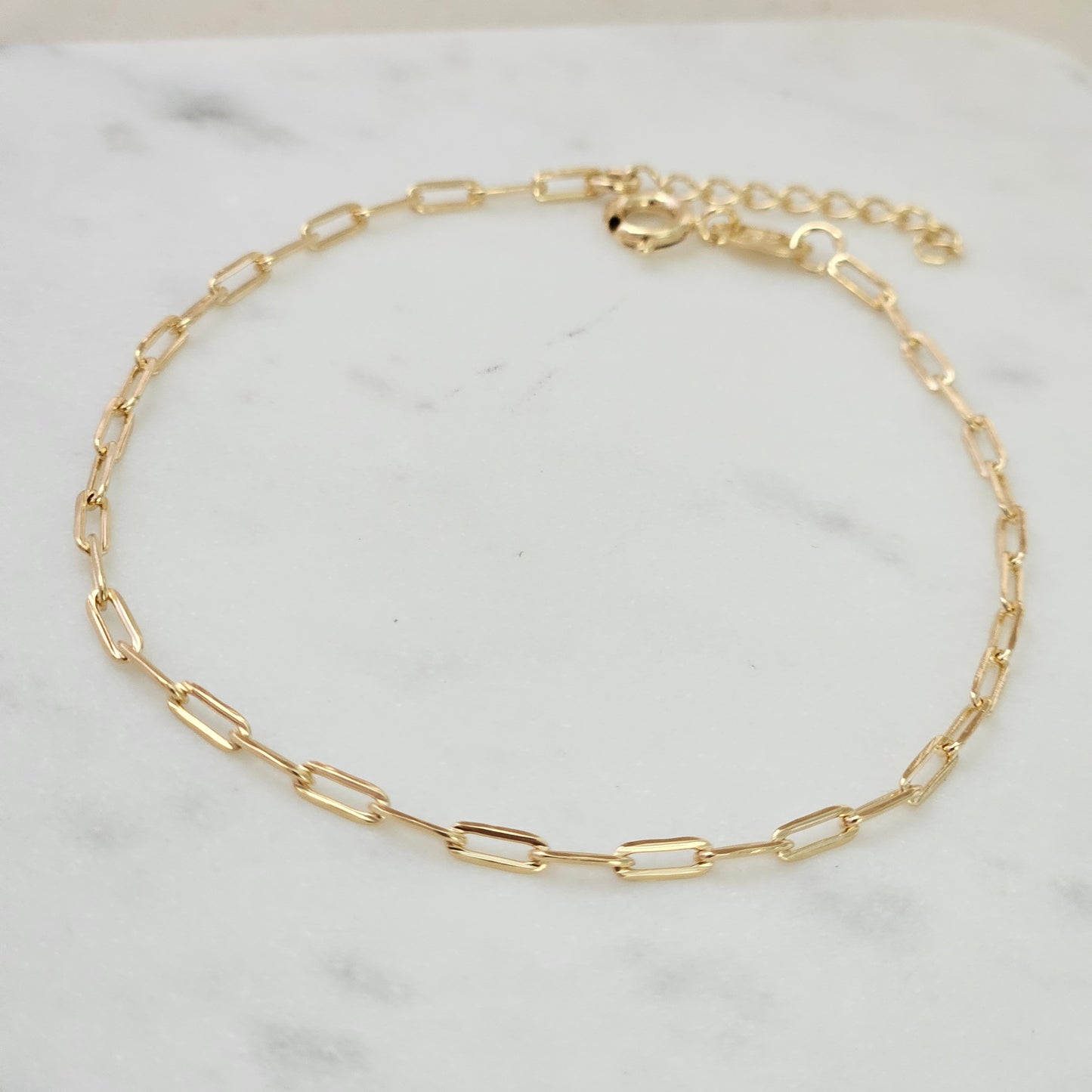 Tiny Paperclip Bracelet Rectangle bracelet gold 18k Bracelet femme