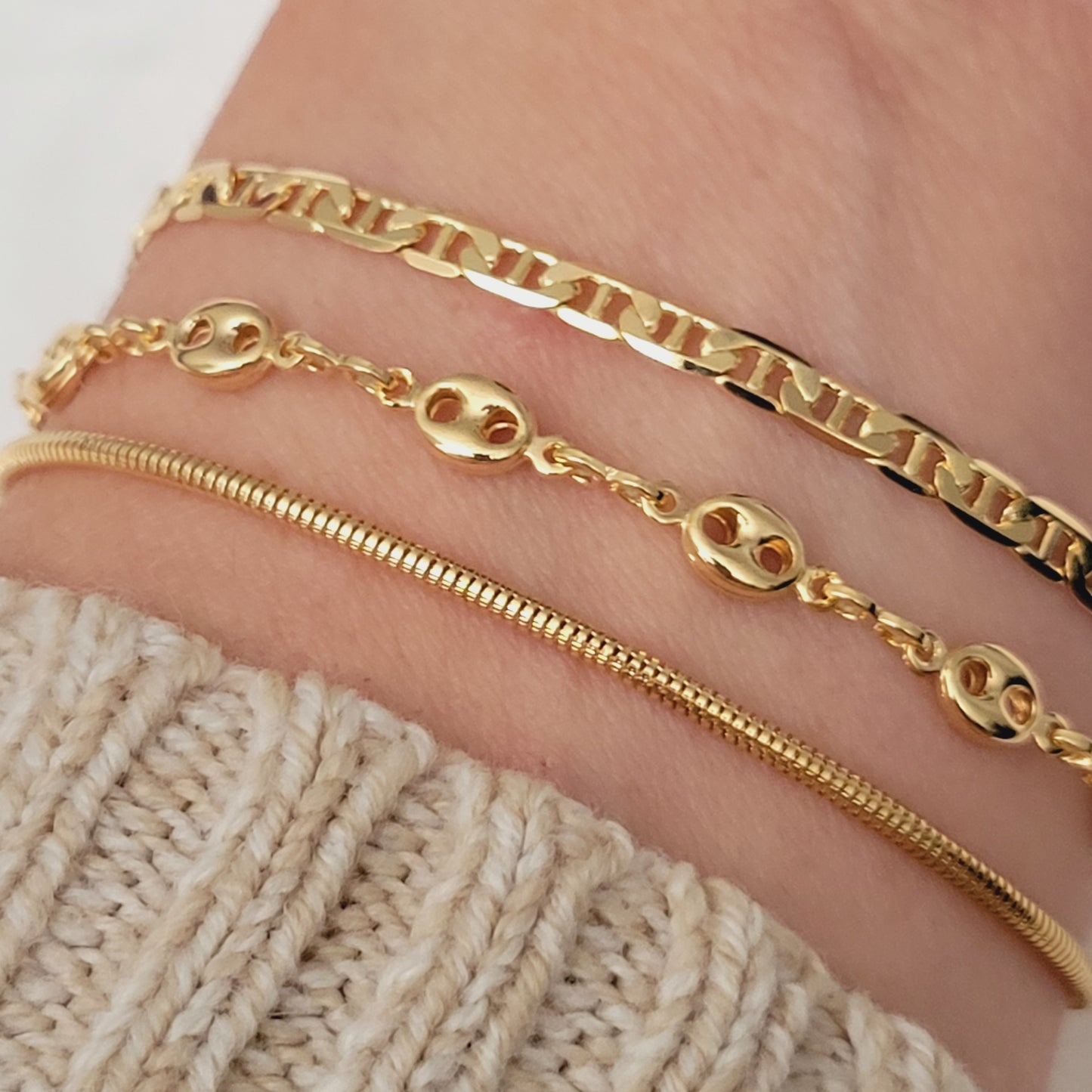 Mariner Bracelet Set Layered Gold Bracelet Dainty Simple Bracelet Minimalist Bracelet