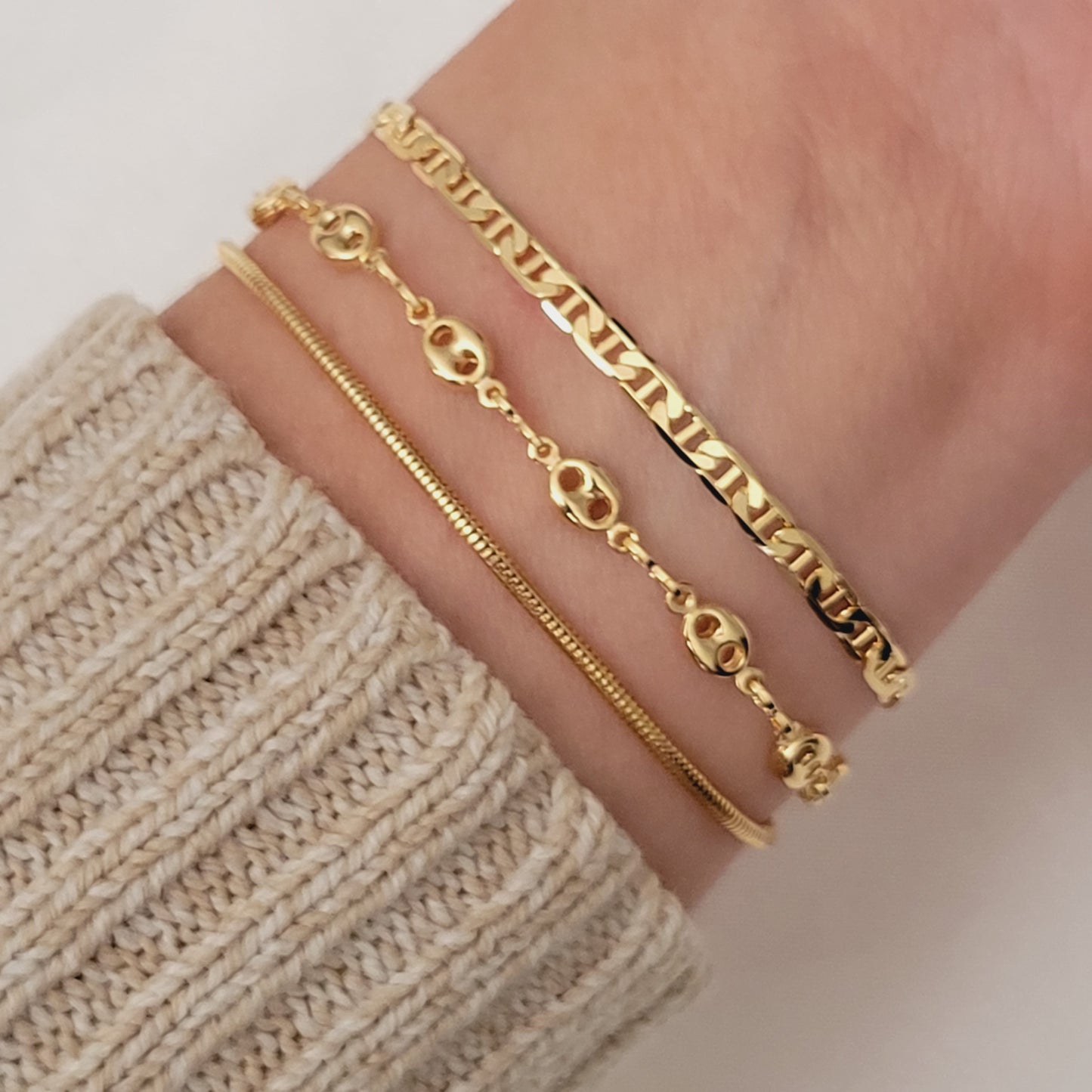 Mariner Bracelet Set Layered Gold Bracelet Dainty Simple Bracelet Minimalist Bracelet