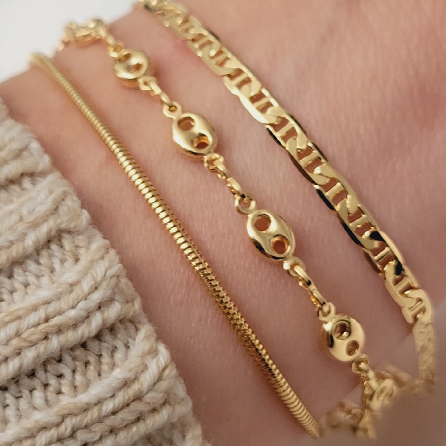 Mariner Bracelet Set Layered Gold Bracelet Dainty Simple Bracelet Minimalist Bracelet