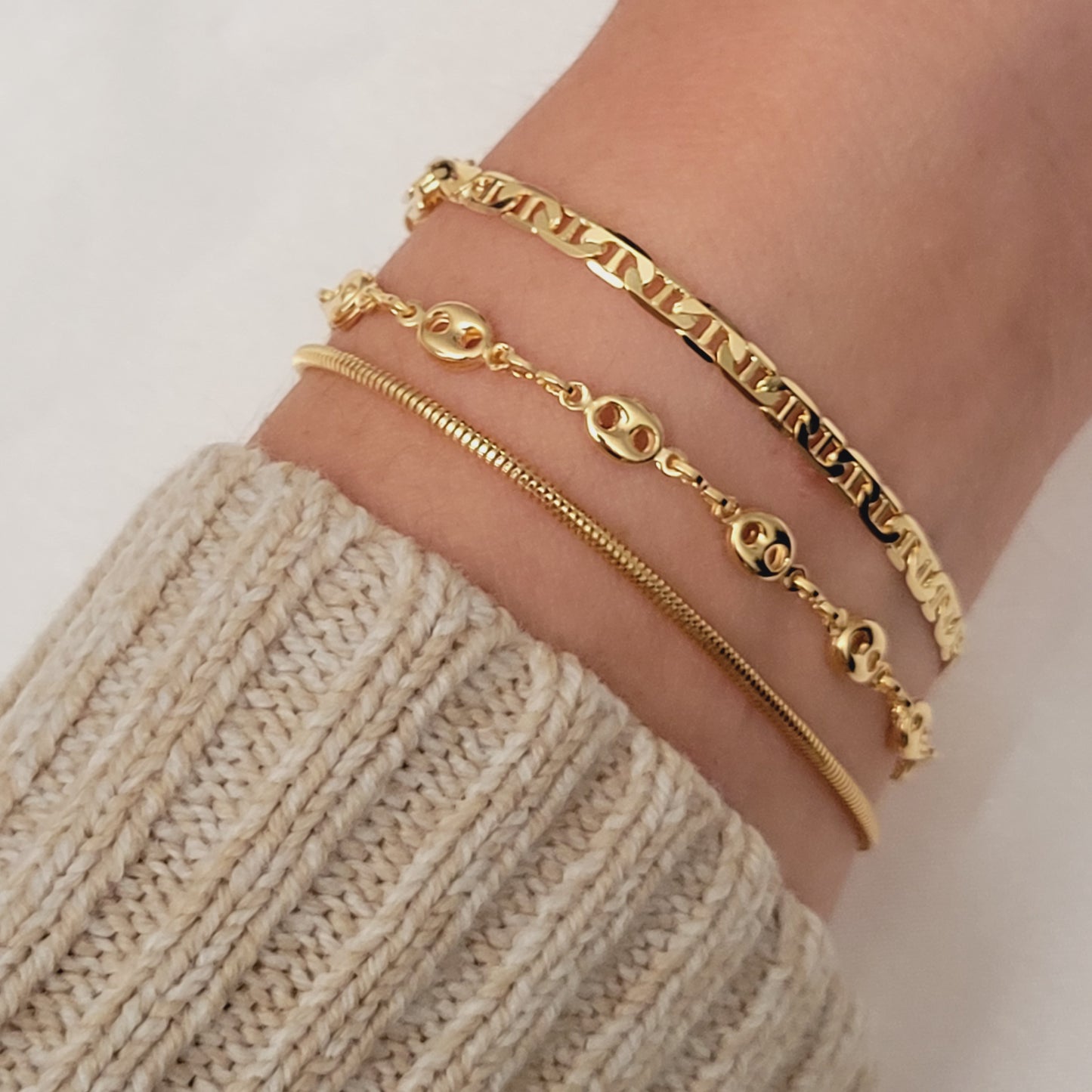 Mariner Bracelet Set Layered Gold Bracelet Dainty Simple Bracelet Minimalist Bracelet