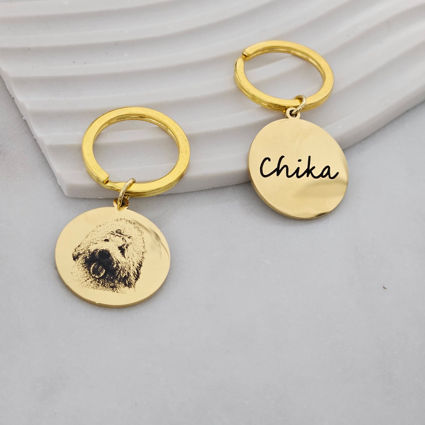 Custom Keychain with  Personalized Engraving Photo/Text/Dog