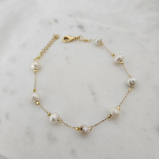 Natural Freshwater Pearl Bracelet Bridesmaid Gift, Birthday Gift for Her