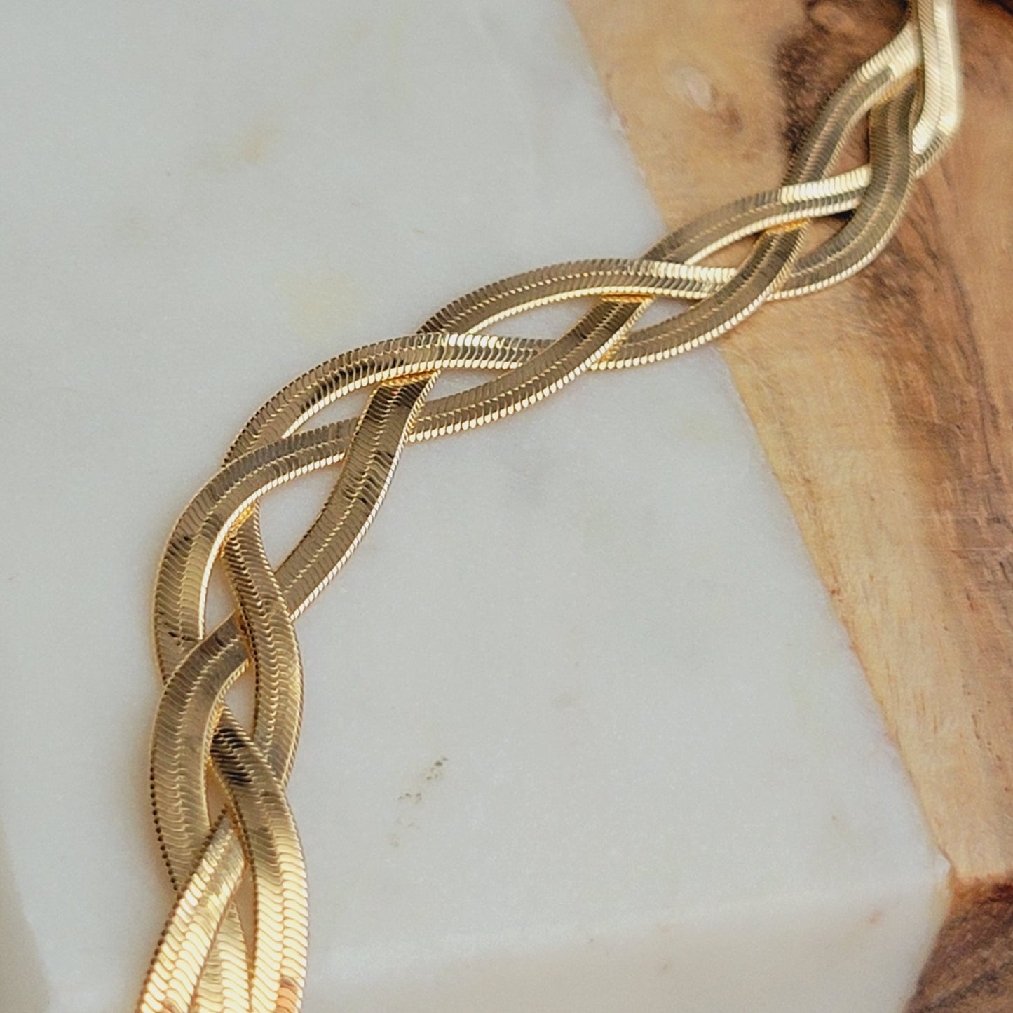 Triple Herringbone bracelet Set Snake Chain Bracelet Triple Twisted Herringbone 18k Gold Filled