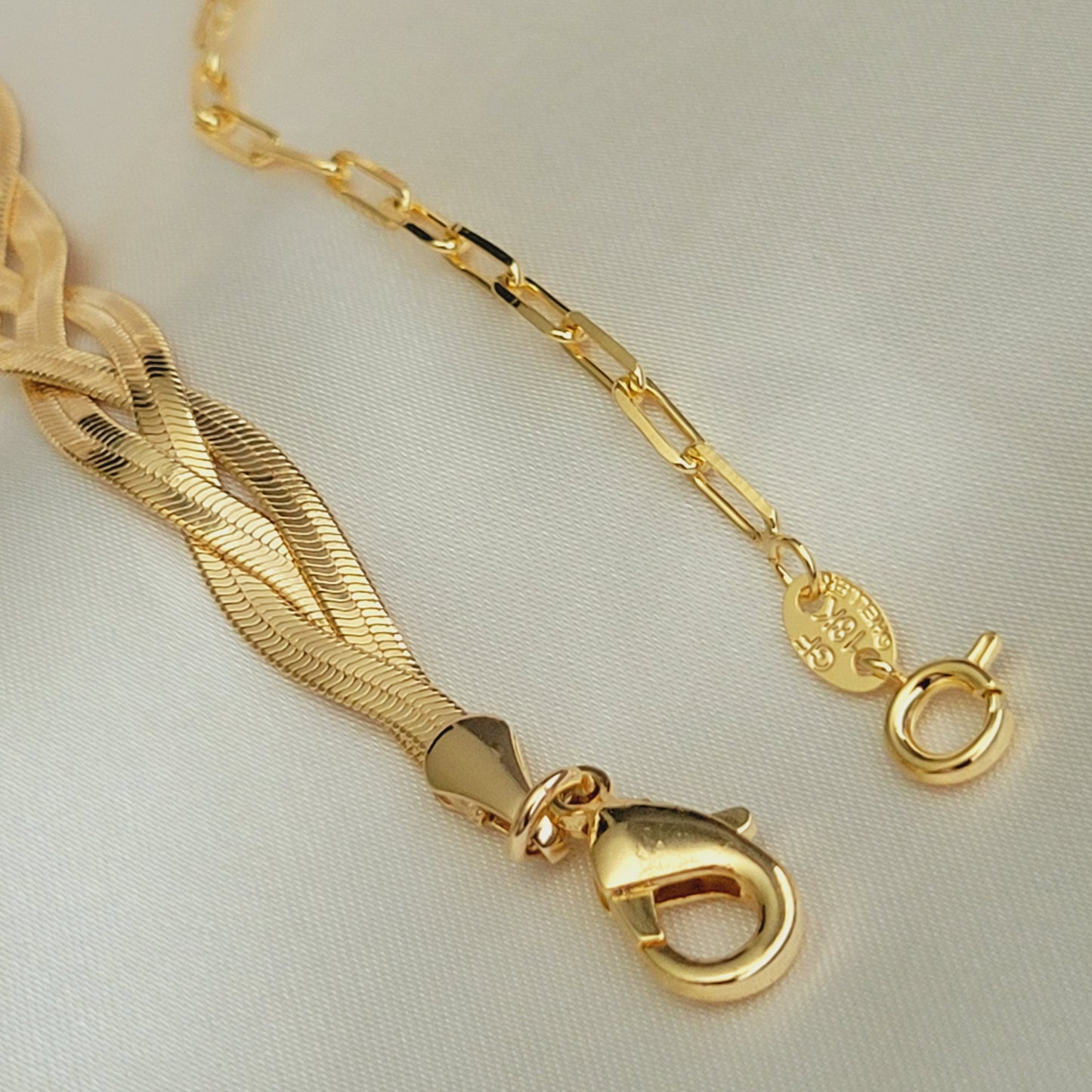 Triple Herringbone bracelet Set Snake Chain Bracelet Triple Twisted Herringbone 18k Gold Filled