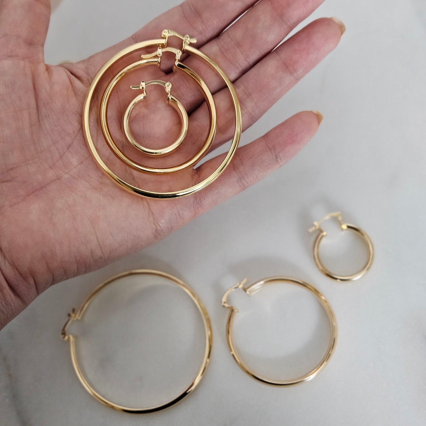 Kalea Flat Gold  Hoop, Light weight Hoop, Big Hoop Earrings, Medium Hoop Earrings, Small Hoop Earrings