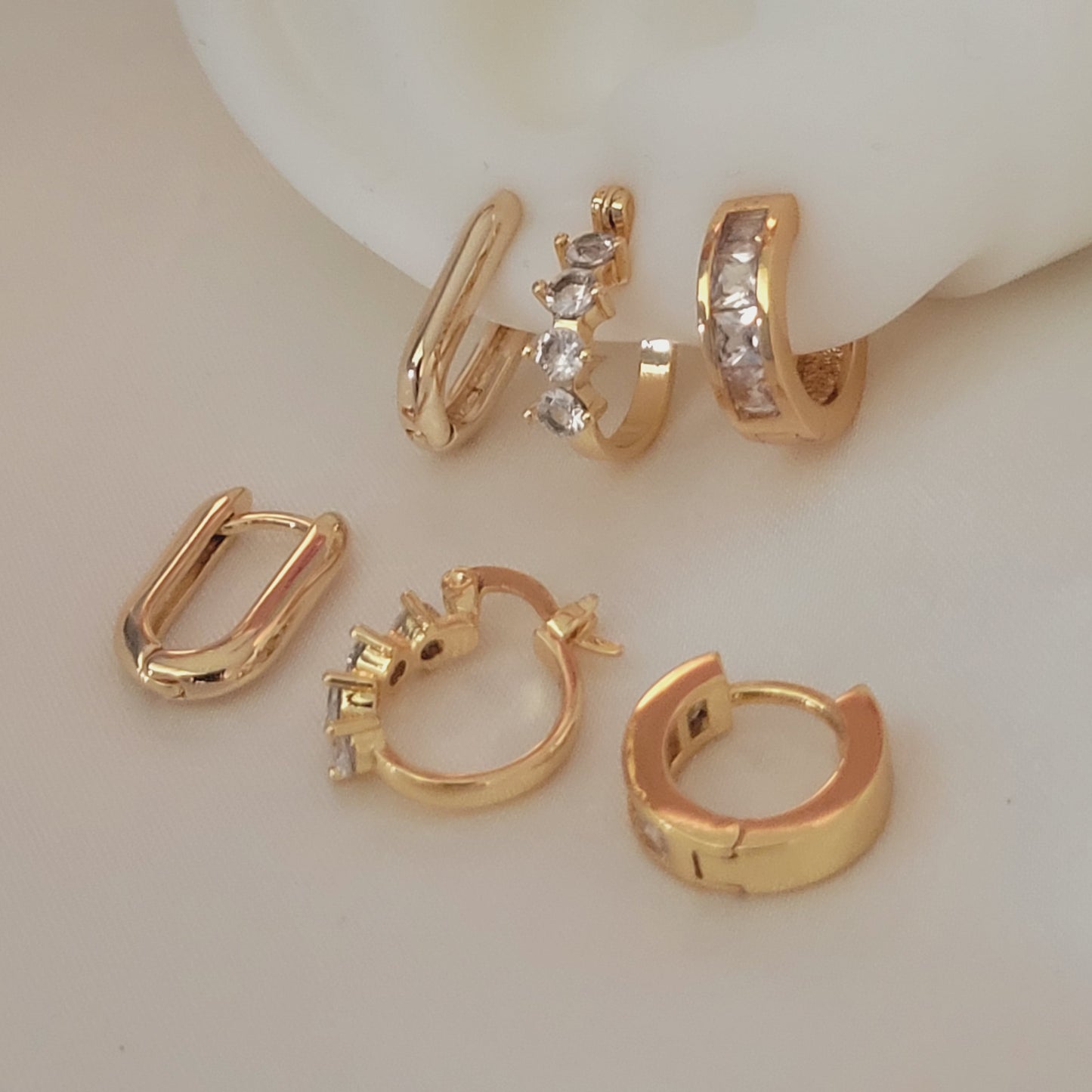 Minimalist Andrea Set Huggie Hoop Stack Earring Gift Set Small earring set  gift for her