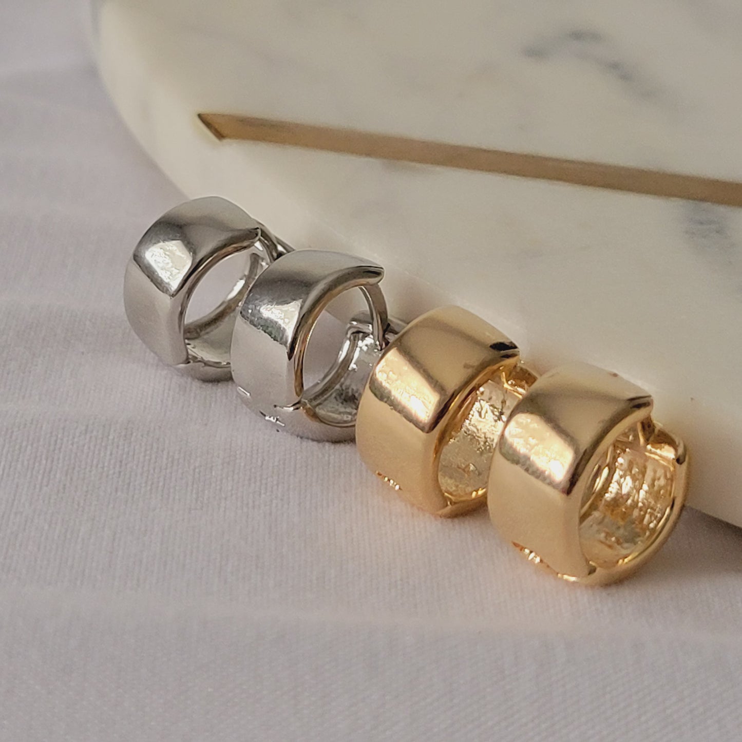 Gold Thick Hoop Earrings, Silver Thick Earrings, Chunky Hoop earrings